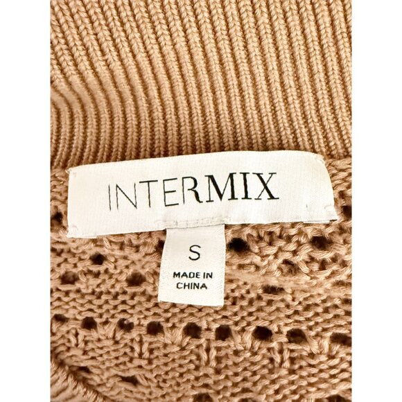 INTERMIX Suki Pointelle Knit Polo Sweater in Tan S - Picture 8 of 11